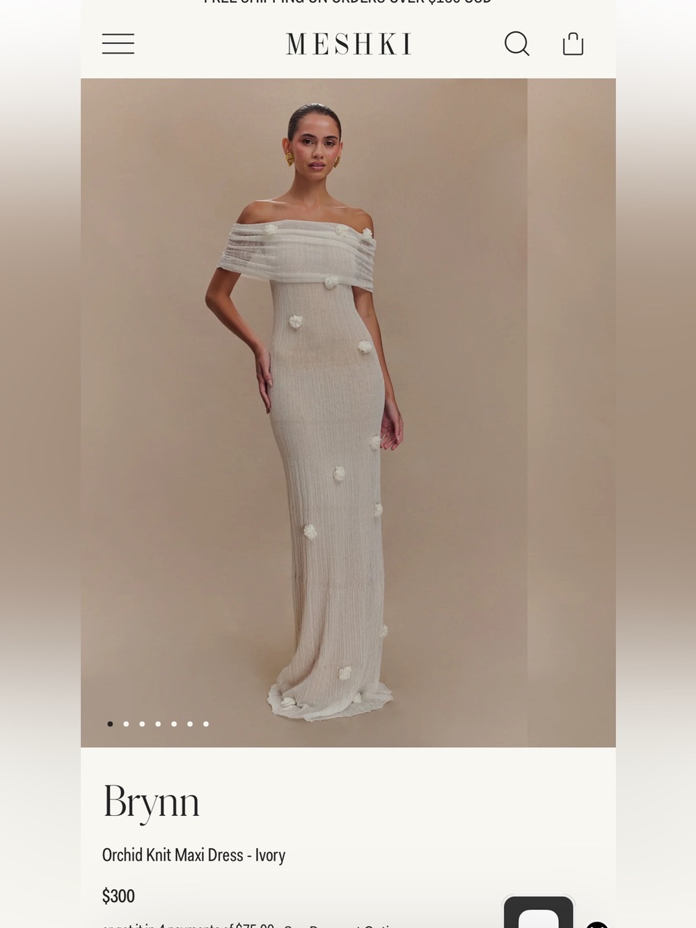 Meshki Brynn Orchid Knit Maxi Dress — Ivory